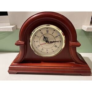 Vtg Stratford Mantle Clock Mantel Gun Stock Wood Quartz Movement - RARE